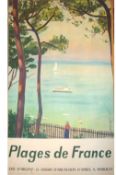 Travel Advertising Poster c1920s ‘Plage de France’ by Marquet a fine c1920s French tourist poster,