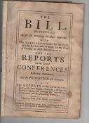 Ecclesiastical 1702 The Bill Entitled An Act for Preventing Occasional Conformity ...and the reports