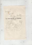 Autograph – Jean Cocteau – French author, playwright and artist sketch in pencil of a female