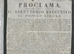 Napoleonic Wars – Liguria printed proclamation dated 1799 appealing to the people of Liguria to