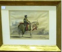 India – Punjab Emily Eden Lithograph 1844 Deluxe Edition Raja Hindu Rao on horseback. Original