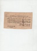 American War of Independence payslip issued by the State of Connecticut dated October 9th 1781