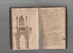 Architecture 19th c manuscript volume in both German and English discussing architecture