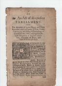 English Civil War two Parliamentary orders both dated 1649, each 1p folio, good condition. The first