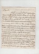 Fears of invasion from France 1796 – Northumberland – coastal defences fine letter written by