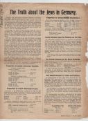 Judaica – WWII propaganda The Truth about the Jews In Germany. Two page leaflet issued by the