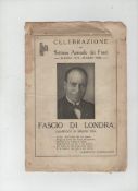 WWII – British Fascists rare booklet issued in both Italian and English celebrating the ‘Friends