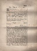 Exchequer Receipt 1692 attractive partially printed exchequer receipt, signed by Sir Ffrancis