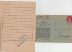 WWII – the Holocaust – Ravensbruck Concentration Camp original letter from an inmate dated January