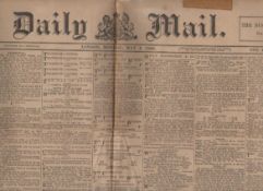 First edition of the Daily Mail. Ephemera – newspaper – Daily Mail good copy of the first edition of
