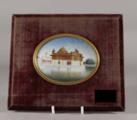 India Punjab – Sikh An Exceptional Victorian Painting of the Golden Temple in Amritsar 19th c. A