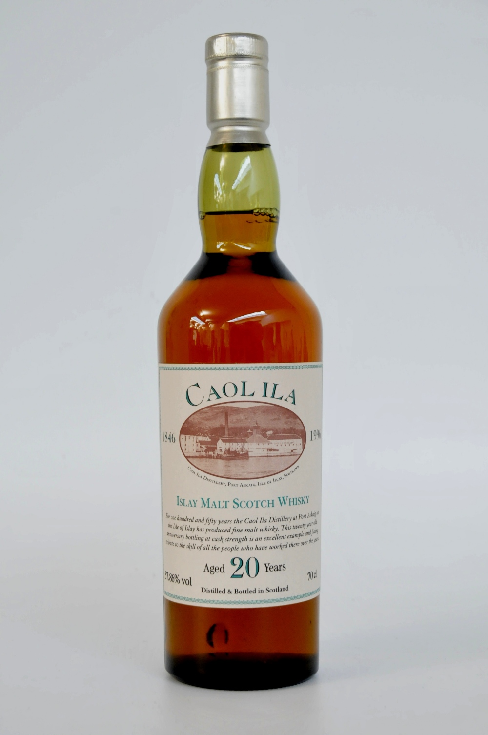 CAOL ILA 150TH ANNIVERSARY
1 bottle Caol Ila 20yo OB for 150th Anniversary 1846-1996. 70cl. 57.