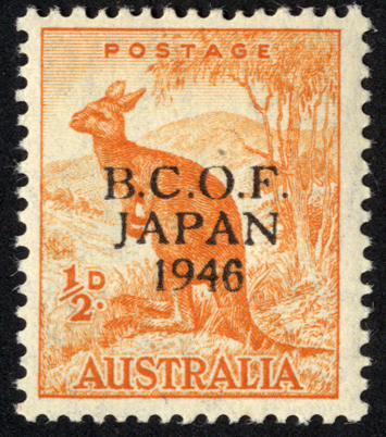 Australia B.C.O.F. 1946 ½d orange, unmounted mint with R9/4 LP wrong font `6`.  SG J1a (£160)/CW