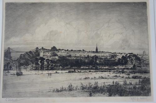 E. Shepard, Clifton from Ashton, Etching, Signed and titled 9 x 13 ins.