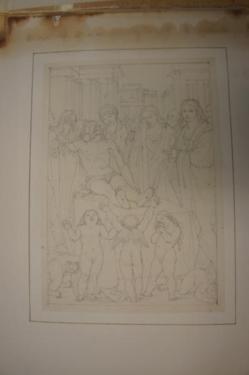 19thC album of fifty-four pencil sketches of superb quality, illustrating museum works of art by