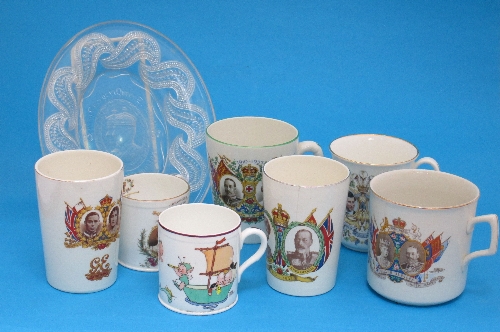 A Shelley Mabel Lucie Attwell nursing cup, and seven various Royal Commemorative items.