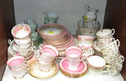 SECTION 12. Victorian and later china part tea sets, in pink and gilt, another decorated with