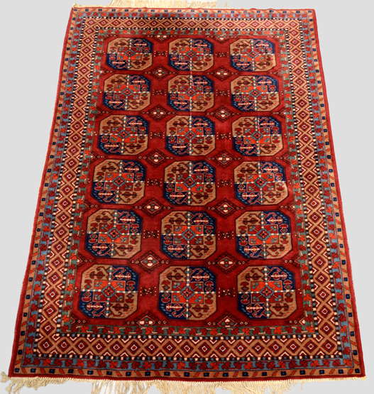 German hooked pile carpet, of Ersari Turkmen design, 20th century, 9ft. 9in. x 6ft. 6in. 2.97m. x