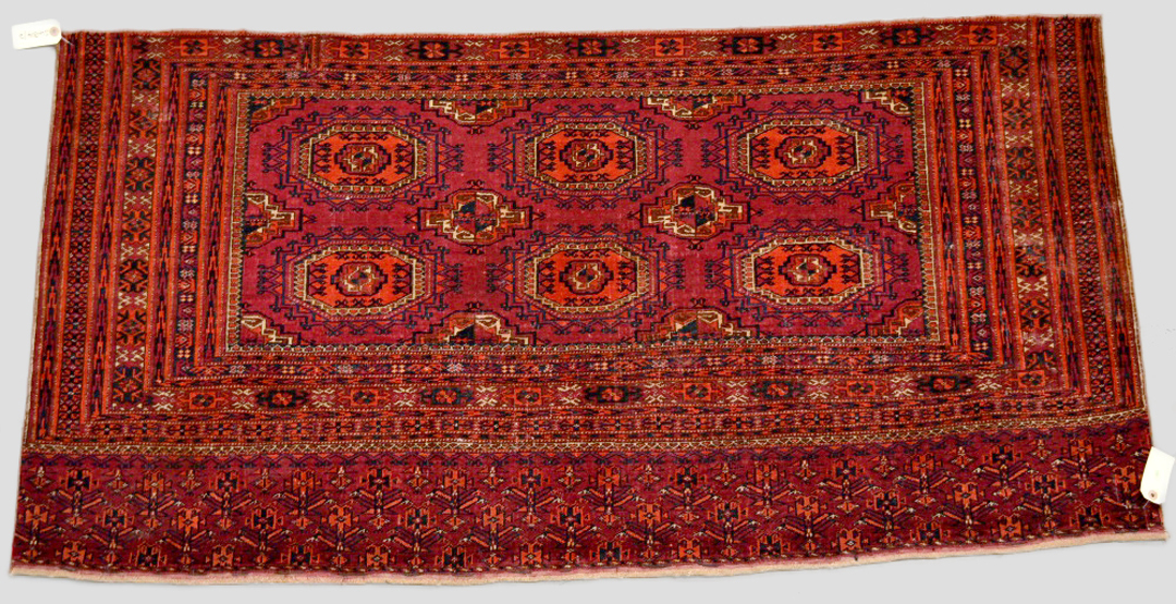 Saryk Turkmen chuval face, Turkmenistan, about 1930s, 2ft. 5in. x 4ft. 10in. 0.74m. x 1.47m.