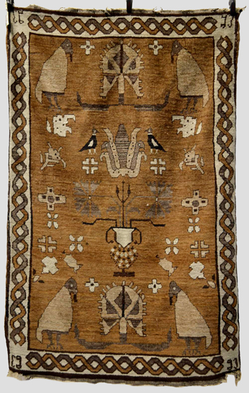Egyptian(?) Gabbeh-style rug, mid-20th century, 6ft. 5in. x 4ft. 2in. 1.96m. x 1.27m. Note the rug