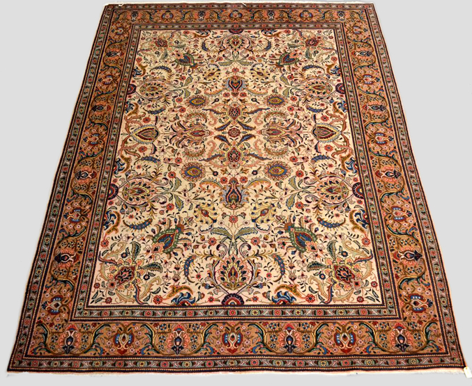 Tabriz carpet, north west Persia, mid-20th century, 12ft. 9in. x 10ft. 3.89m. x 3.05m. Small areas