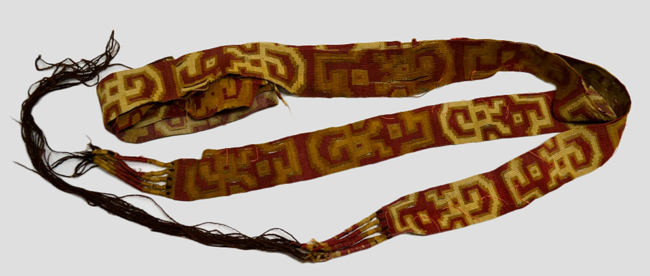 Exceptionally fine Pre-Columbian slit tapestry camelid wool belt, possibly Chimu about 9th century