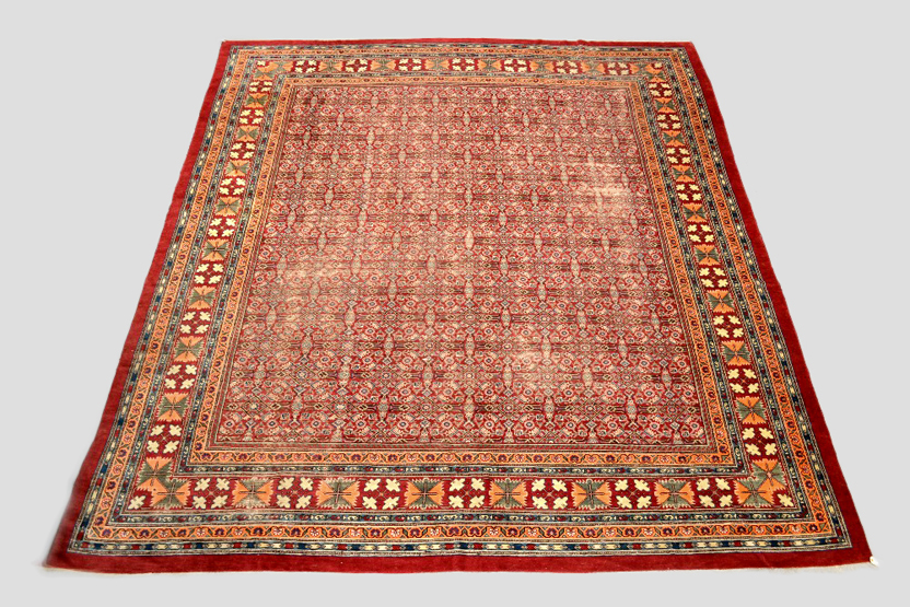 Impressive Yarkand carpet, East Turkestan, west China, early 20th century, 13ft. 7in. x 12ft. 2in.