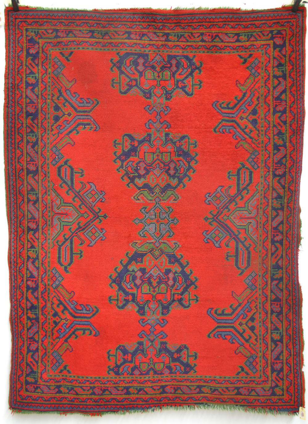 Ushak `Turkey` rug, west Anatolia about 1920 6ft. 11in. x 5ft. 2in. 2.11m. x 1.58m. Overall uneven