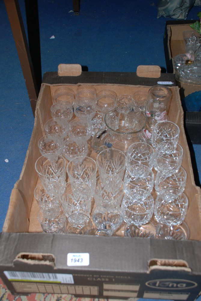 A quantity of various cut glass tumblers, wine, sherry, etc.