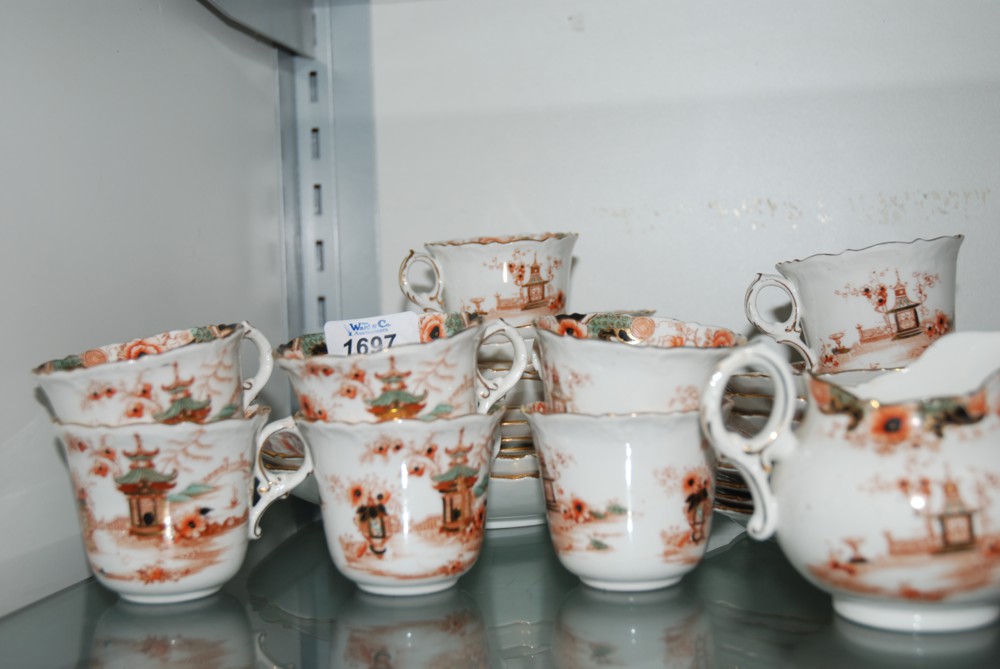 A part Chapman Teaset with oriental design incl. eight cups and nine saucers, nine Tea Plates, two