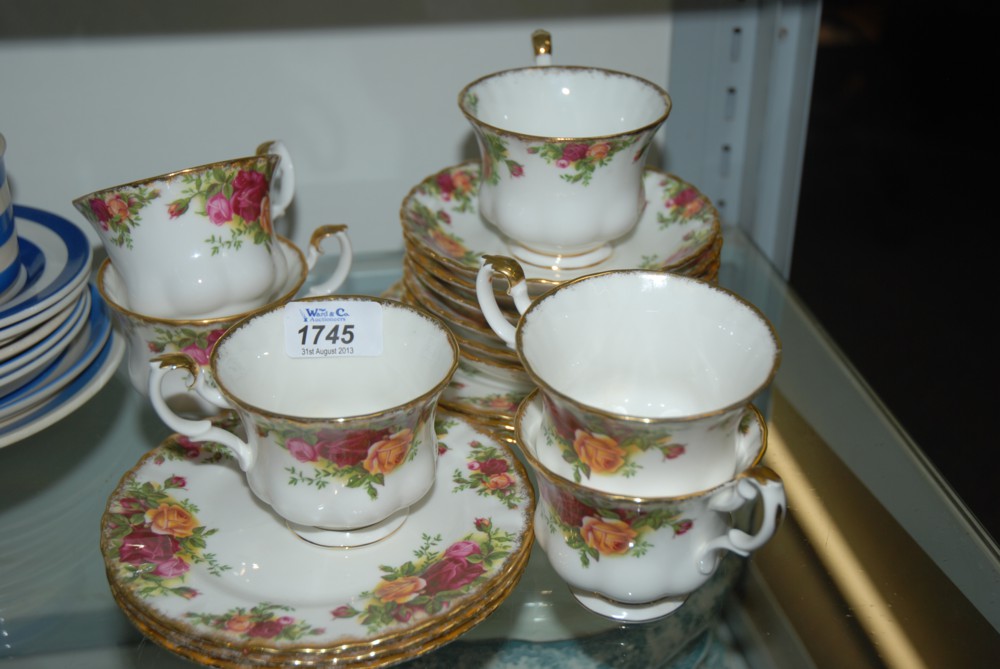 A Royal Albert ''Old Country Roses'' part Tea Set including six cups , saucers and six Tea plates