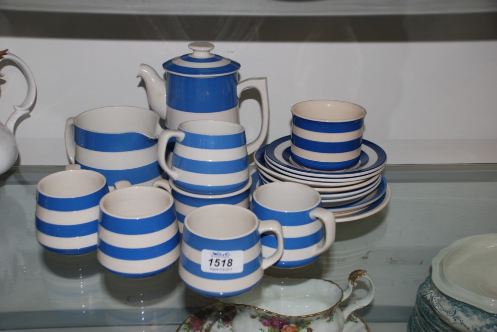 A part T.G. Green Coffee set incl. coffee pot, milk jug (spout a/f), seven saucers, five coffee cups