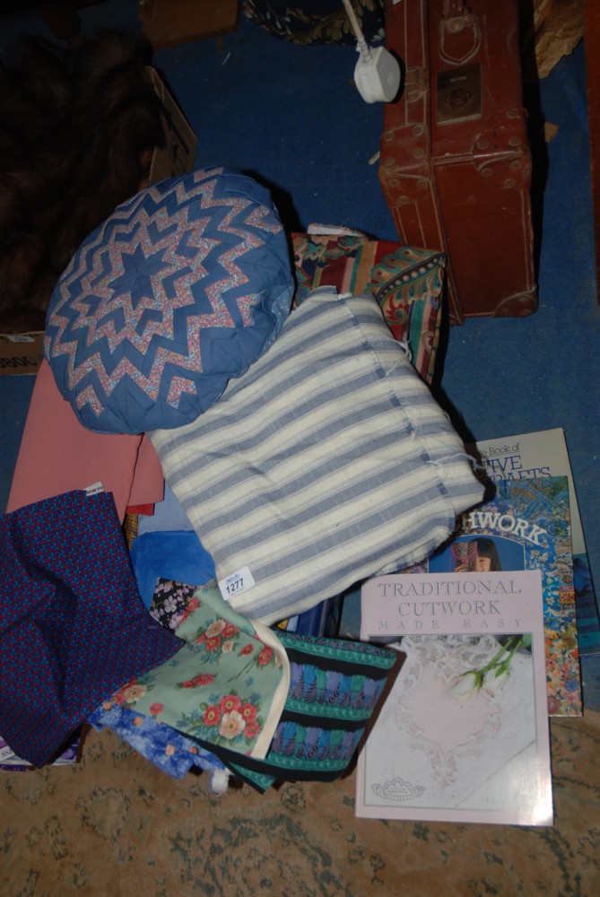 A basket of assorted Materials/Craft and Patchwork books