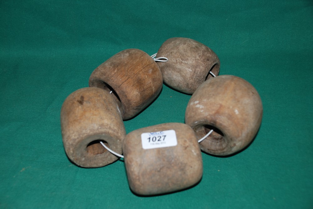 Five Victorian Horse tie/stall weight blocks.