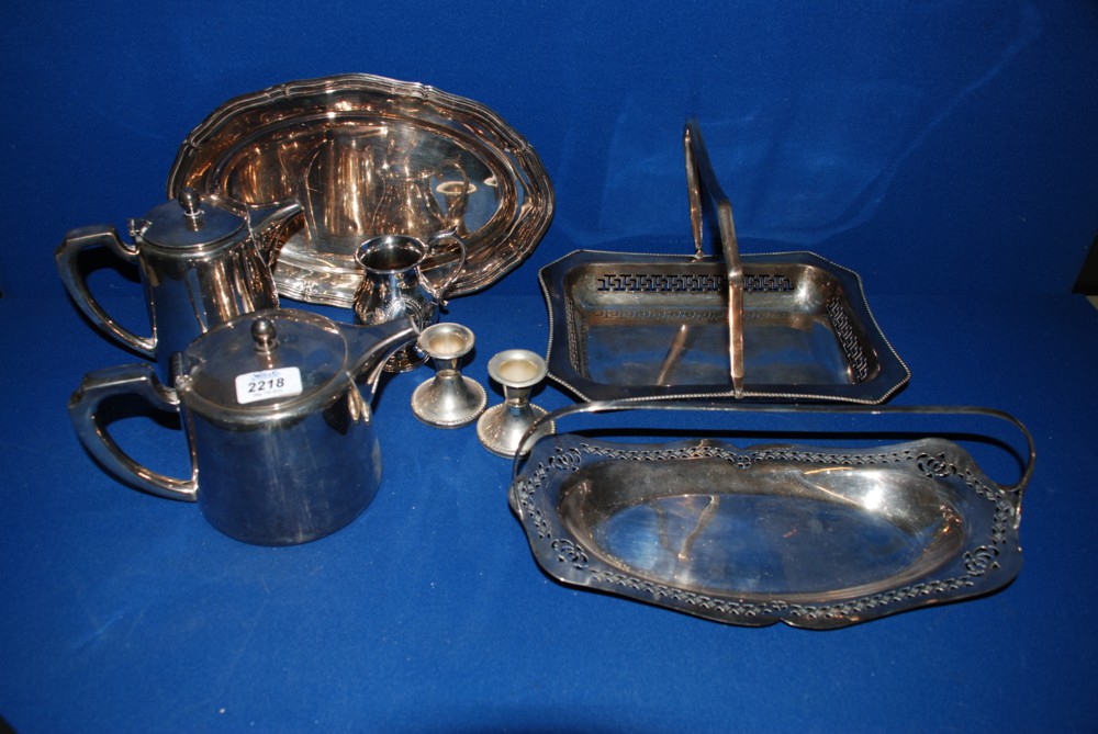 An Epns Dish, bread Basket, cake Basket, Teapot and Coffee Pot, Walker and Hall Mug, etc.