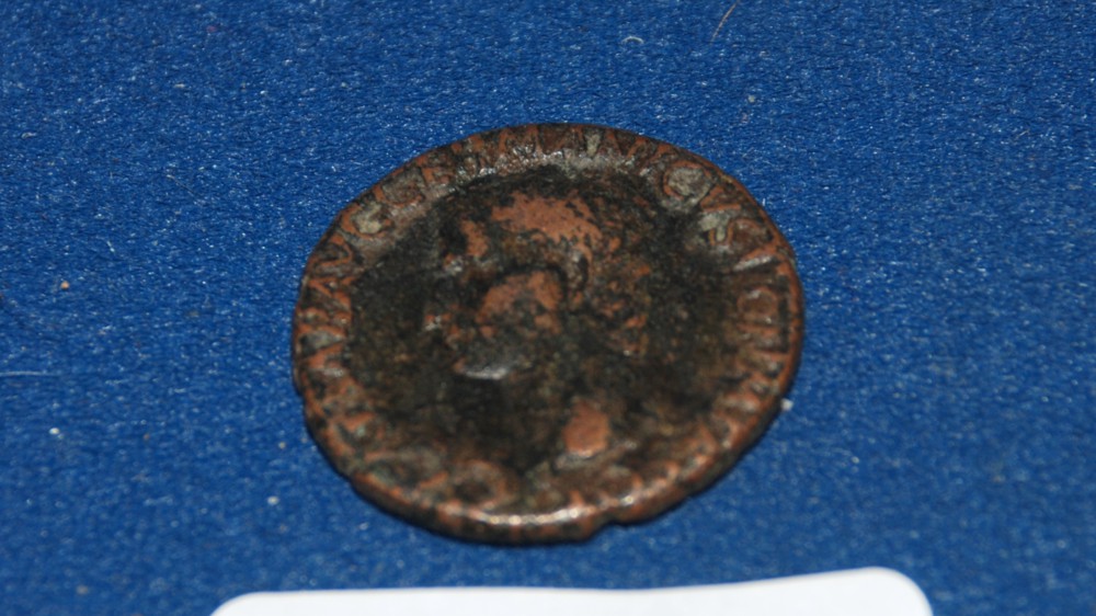 A Roman coin bearing the head of Germanicus Julius Caesar 15BC - 19AD