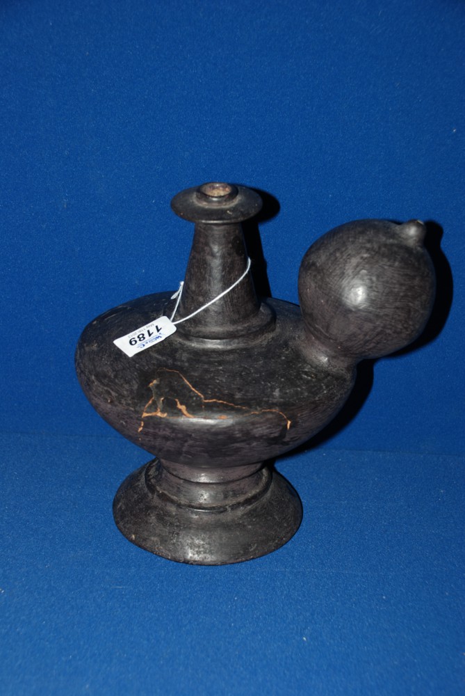 An old South East Asian pottery Kendi with unusual bulbous spout, possibly Java, 19th century (