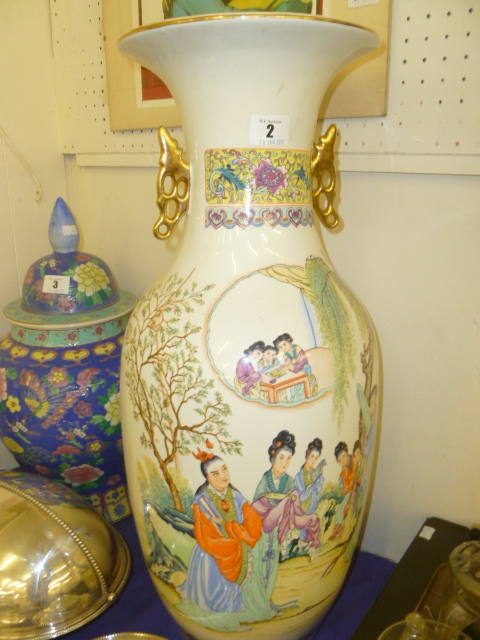 A LARGE ORIENTAL VASE A/F