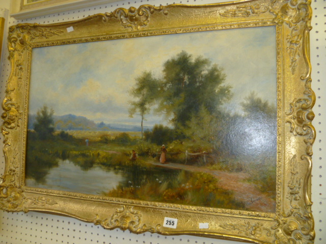 AN EARLY VICTORIAN OIL ON CANVAS COUNTRY RIVER SCENE SIGNED PAULMAN