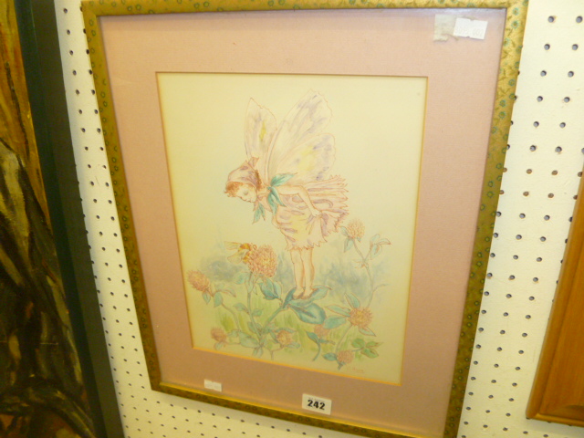 A FRAMED WATERCOLOUR SIGNED FRENCH