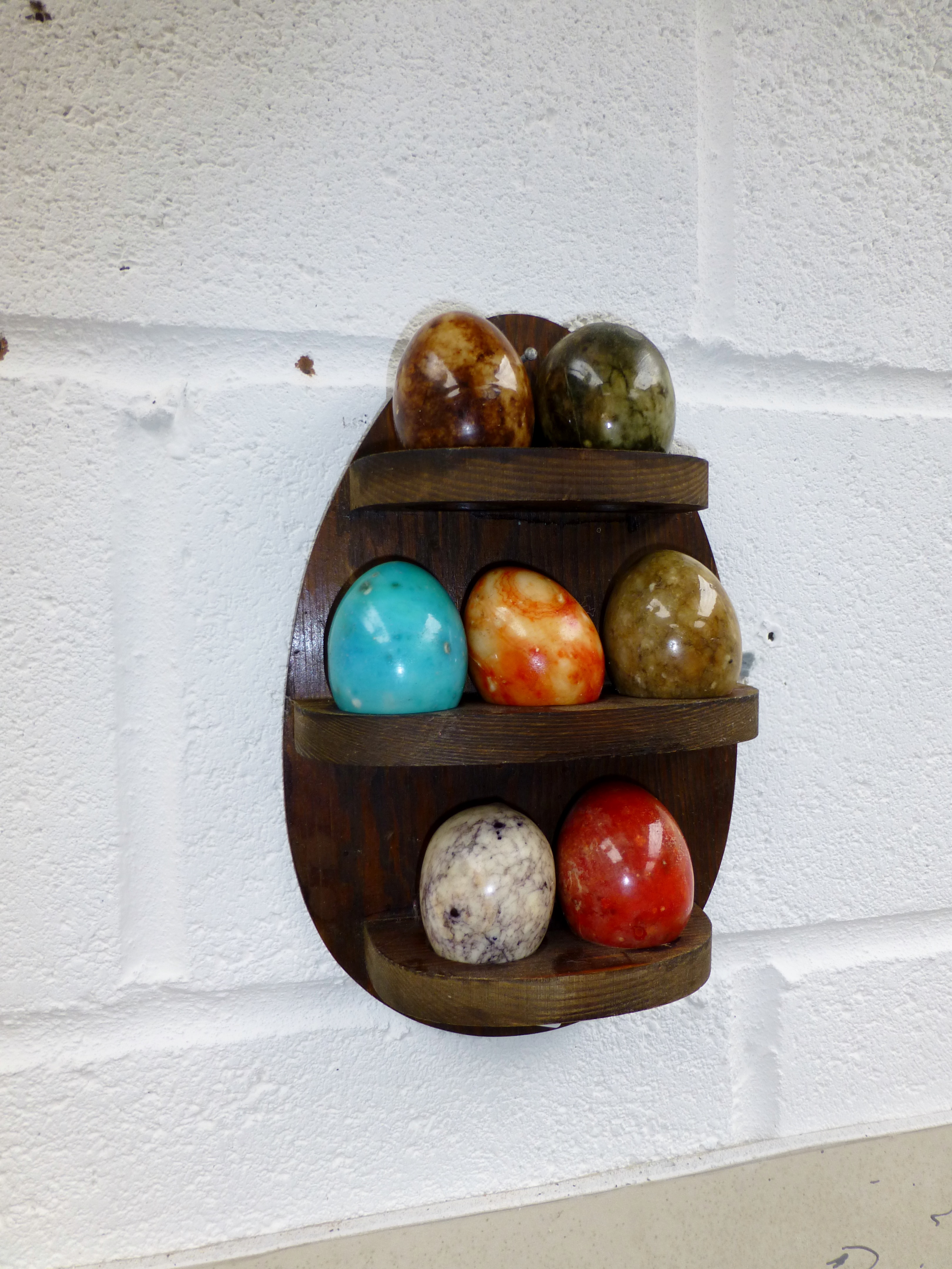 Wall hanging of decorative marble eggs