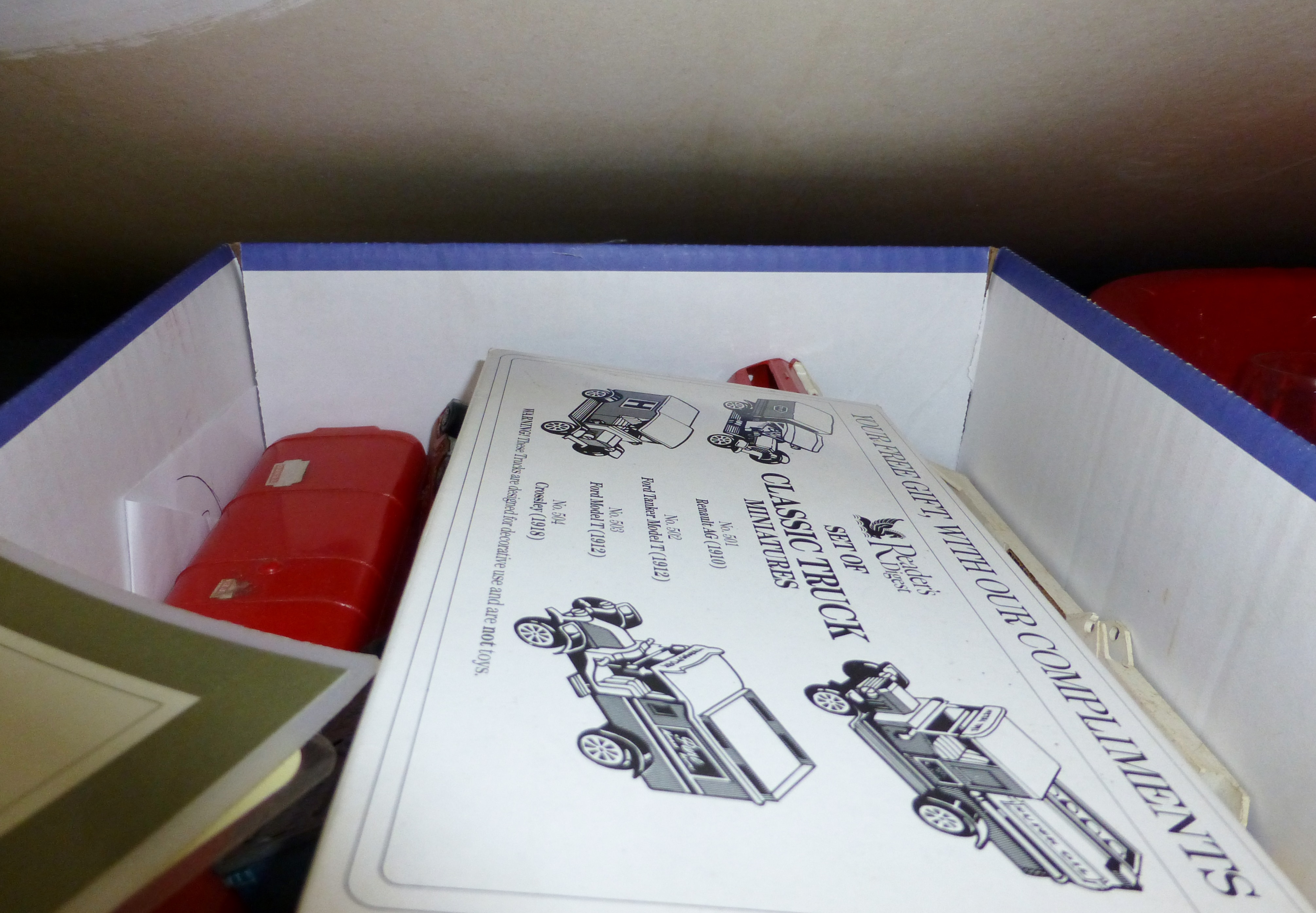 Box of diecast toys including Dinky