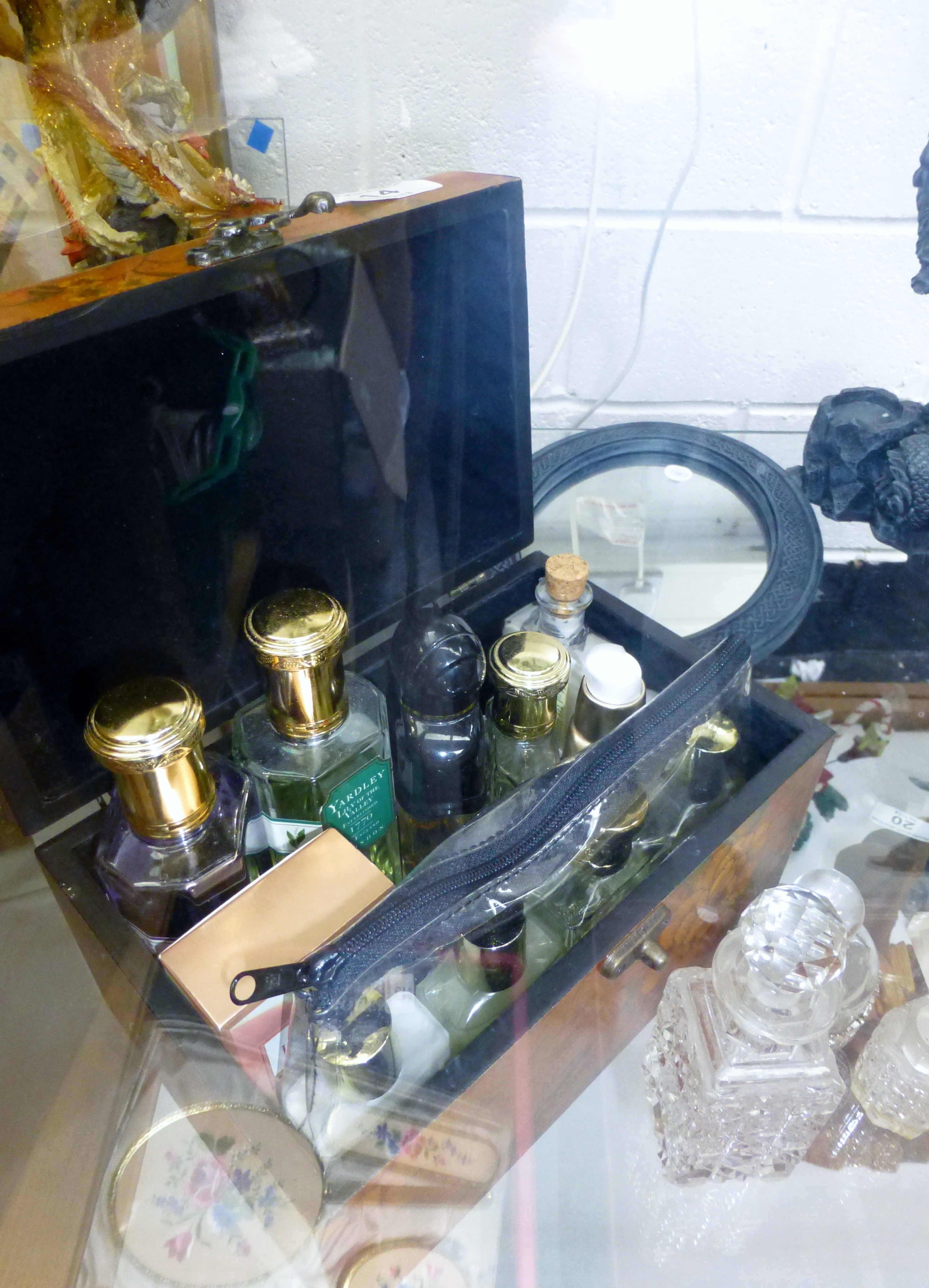 Box of perfume bottles etc