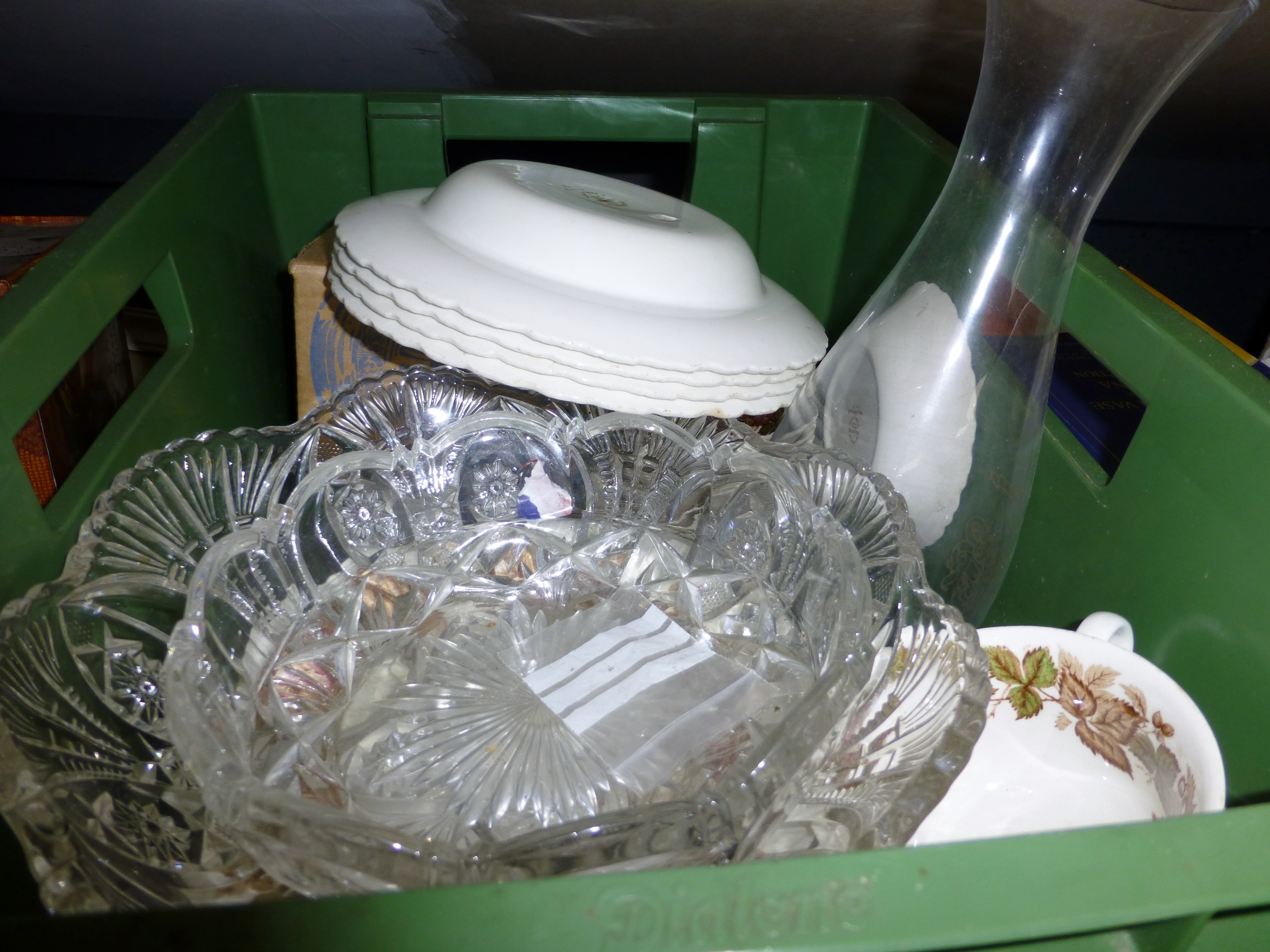 Box of mixed ceramics and glass etc