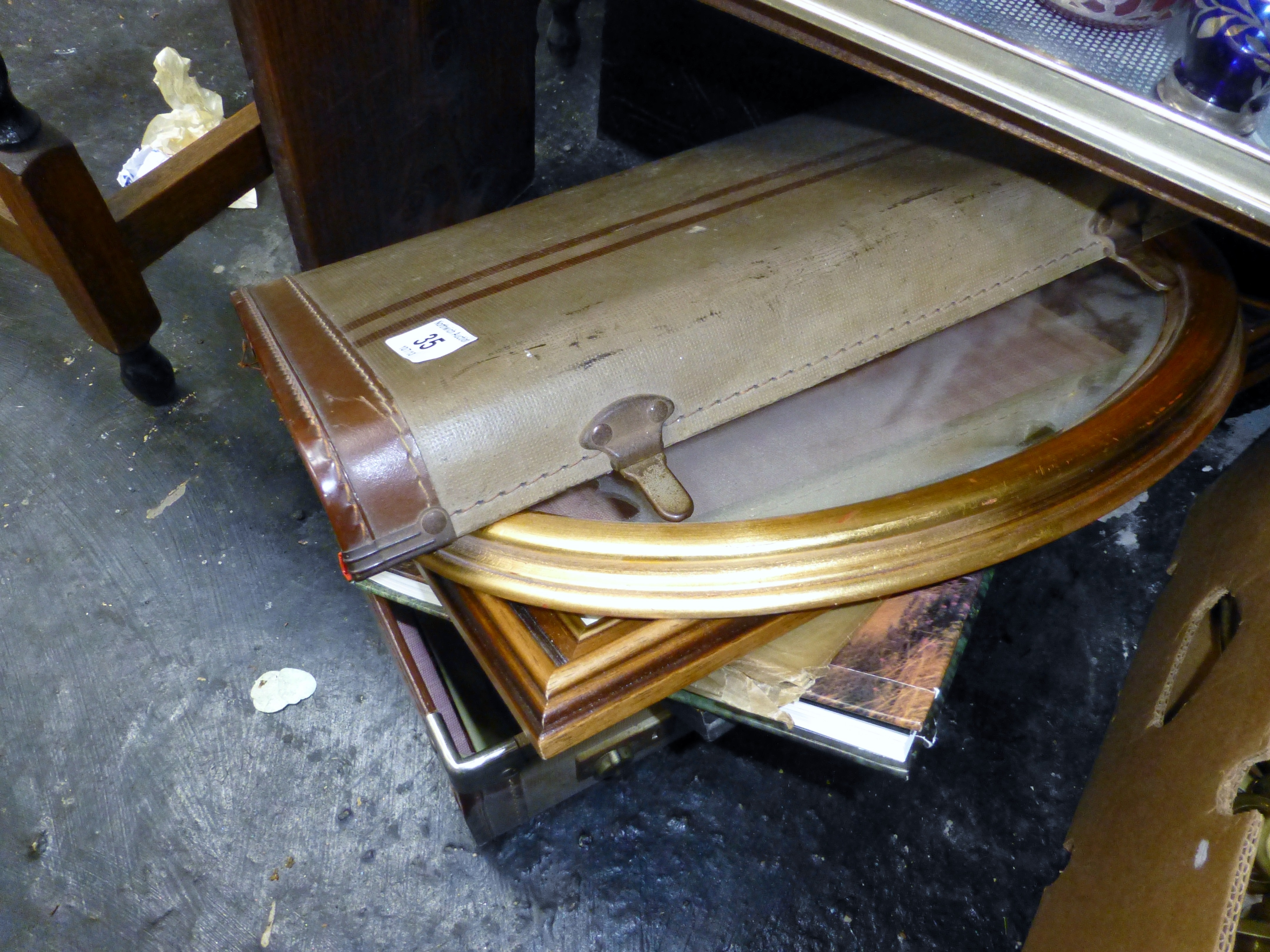 Vintage case containing books and ephemera