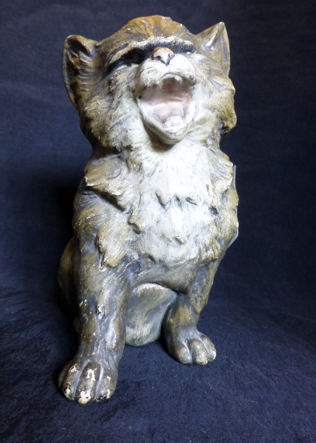 Antique ceramic Louis Wain style cat with registration mark 161523