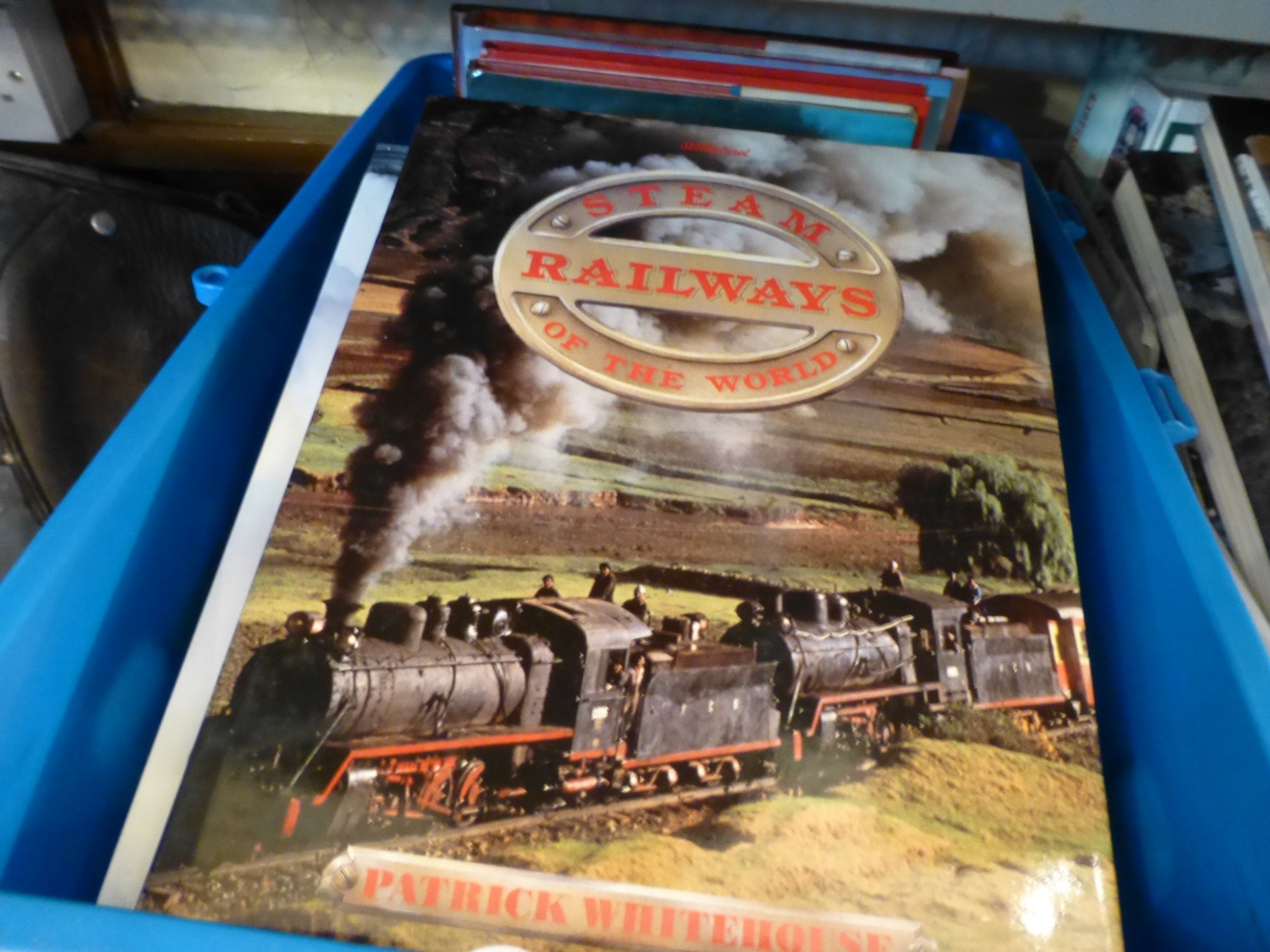 Two boxes of steam railway related books