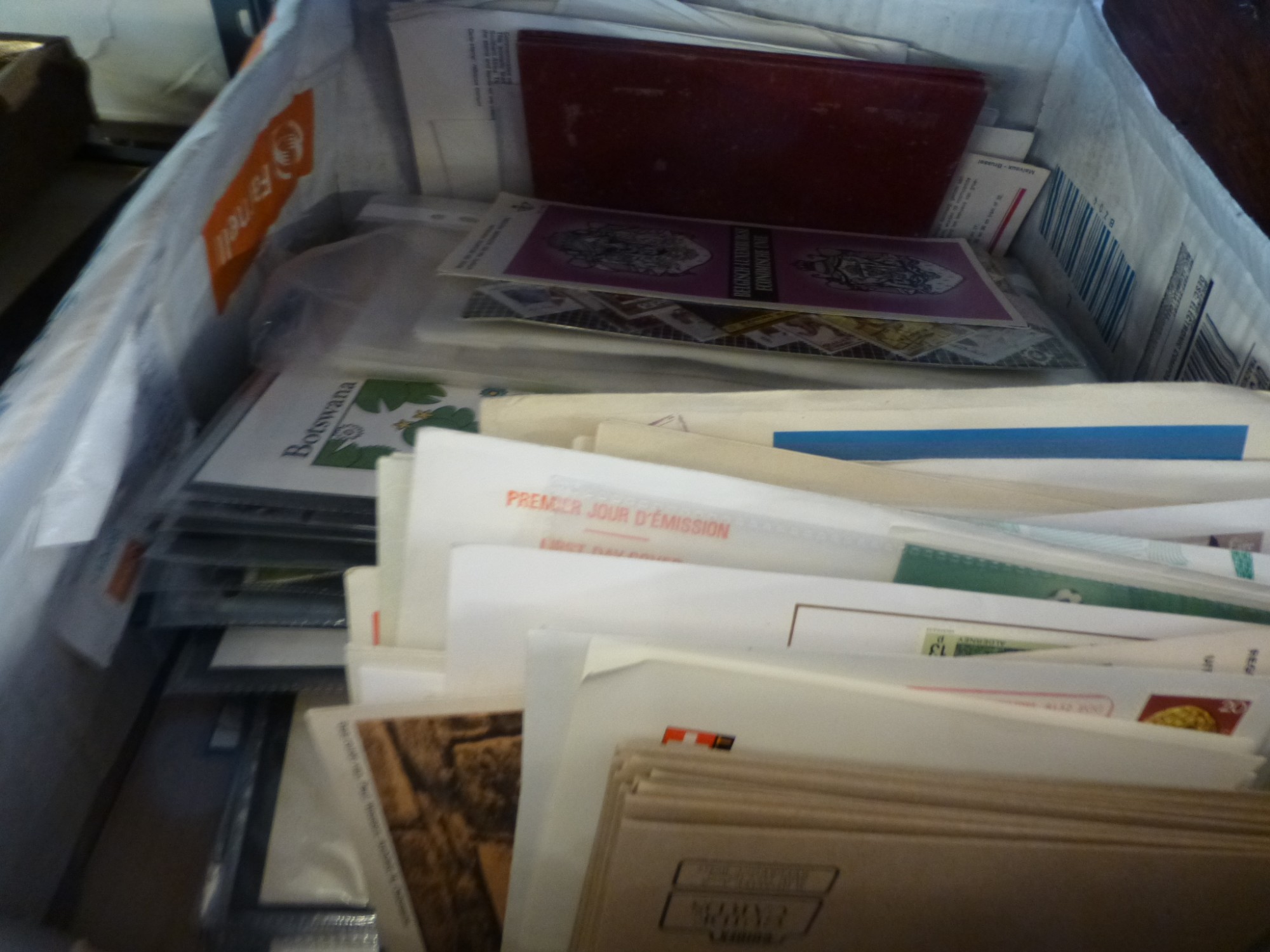 Box of vintage stamps mainly first day covers