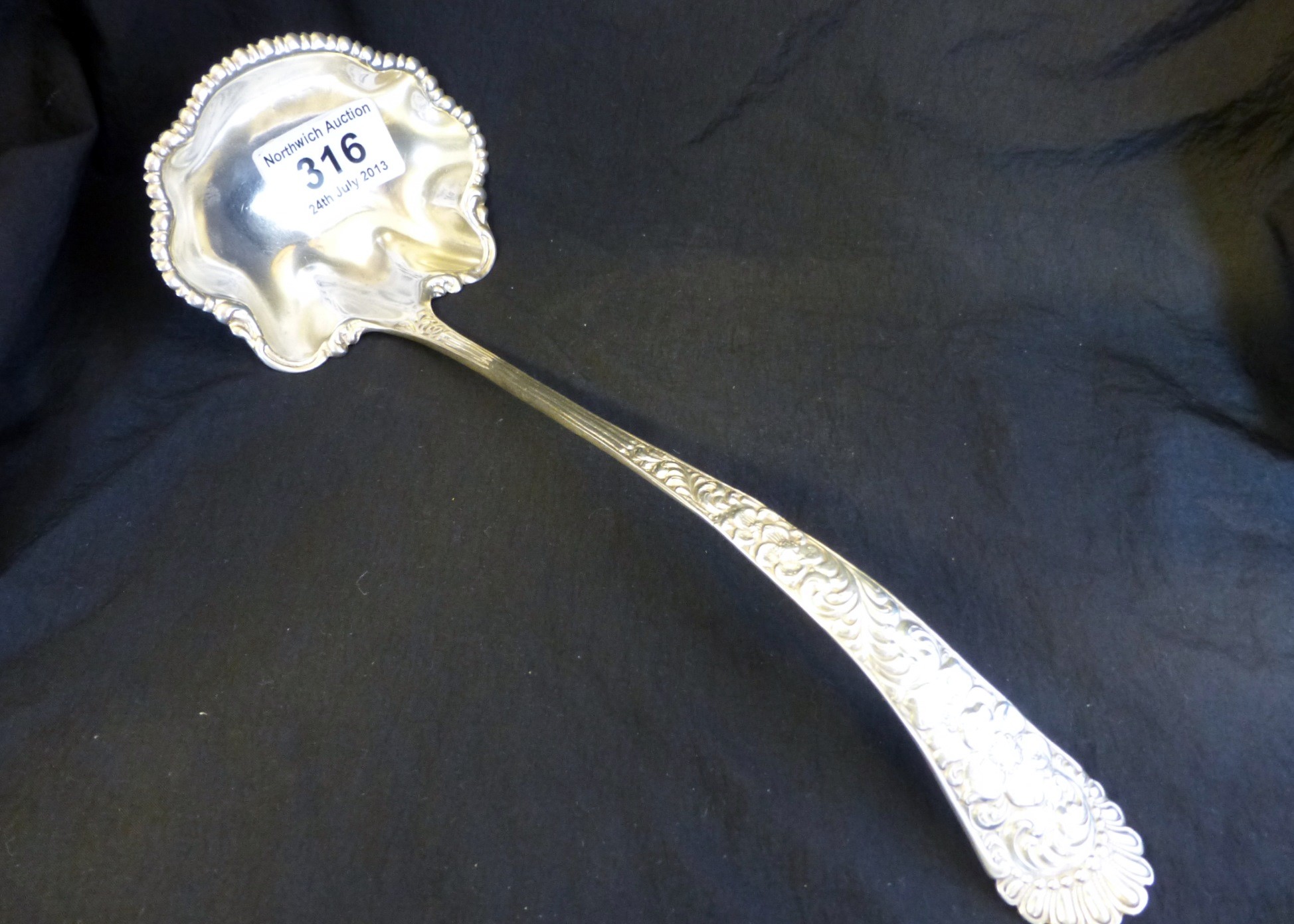 Victorian silver ornate punch ladle c1895, Hamilton & Diesinger, Philadelphia, 135g