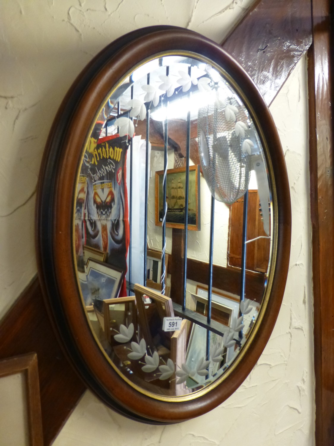 Large oval etched mirror